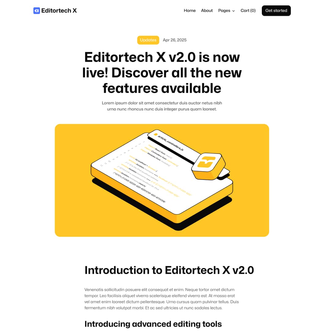 Editortech X - Blog Post Page - Tech App Webflow Template