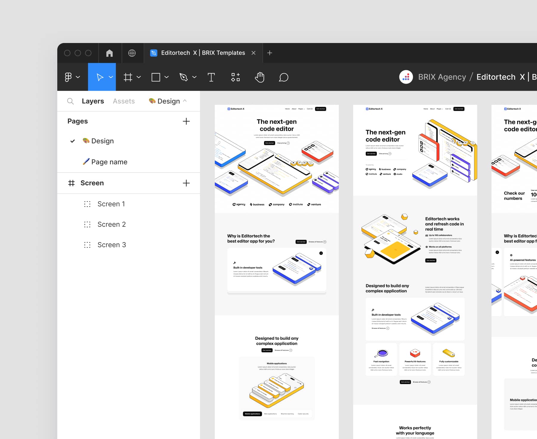 Editortech X - Figma File Included Page - Tech App Webflow Template