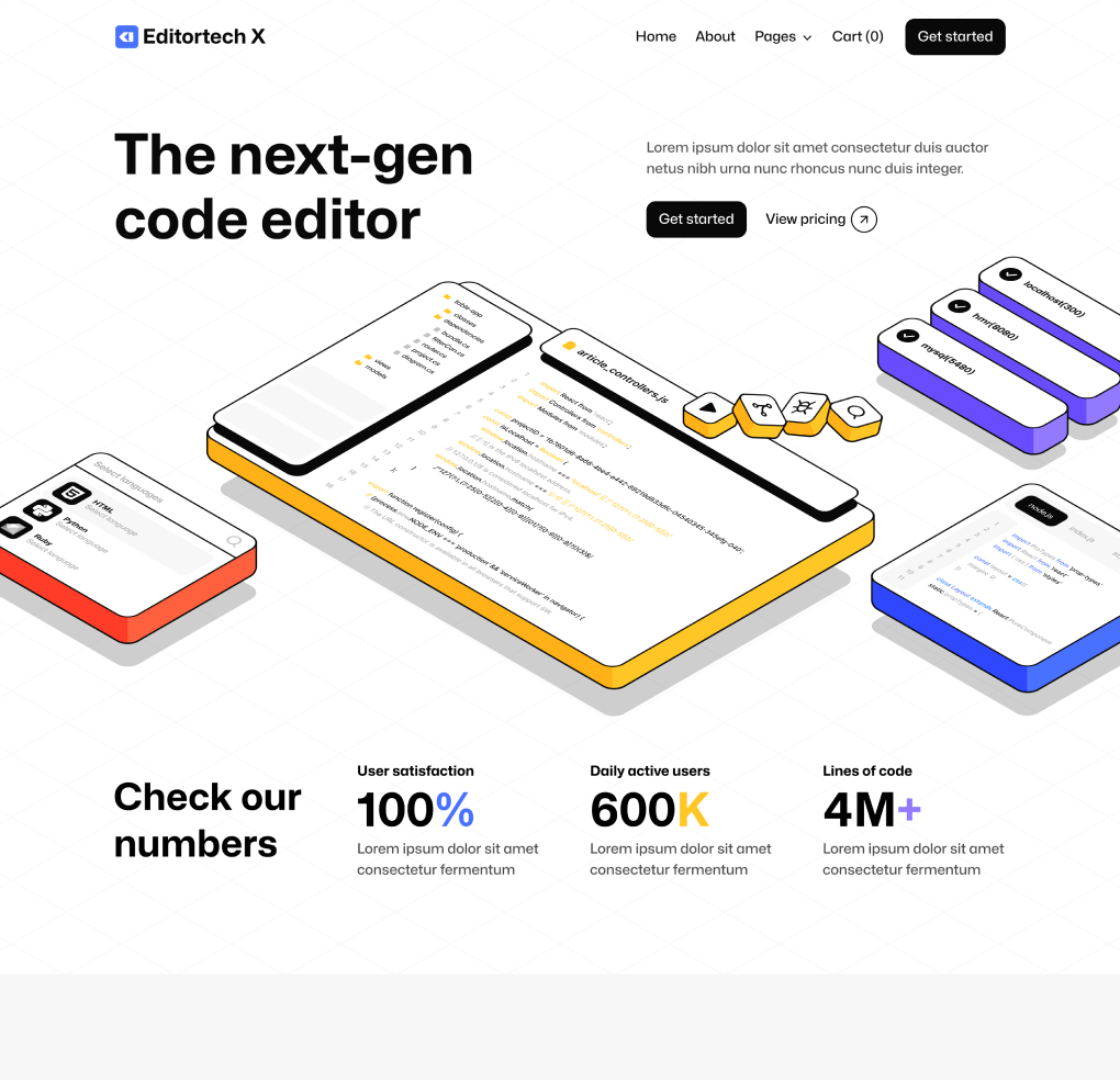 Editortech X - Home V2 Page - Tech App Webflow Template