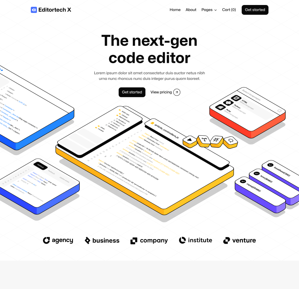 Editortech X - Home V1 Page - Tech App Webflow Template
