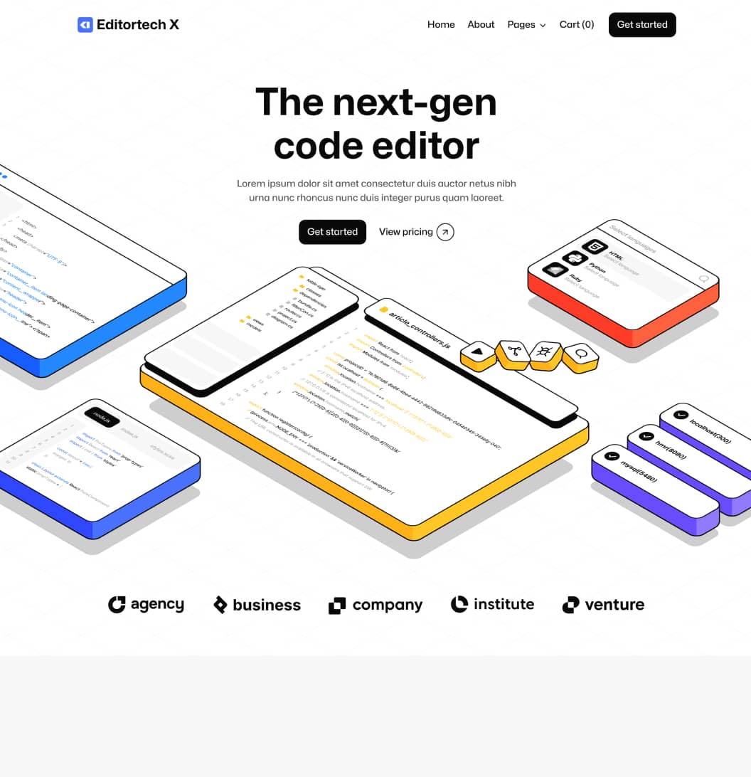 Editortech X - Home V1 Page - Tech App Webflow Template