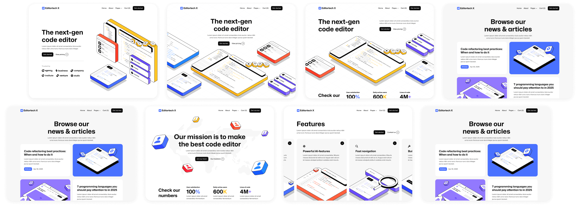 Editortech X - Template Pages Buy Now On Webflow - Tech App Webflow Template