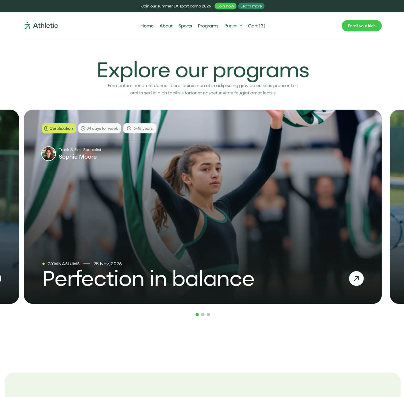 Athletic - Programs Page - Sports Academy Webflow Template
