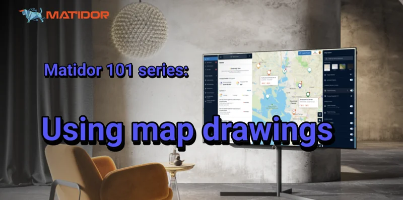 Matidor 101 tutorial thumbnail showing how to use map drawings in Matidor to visualize project areas and field work