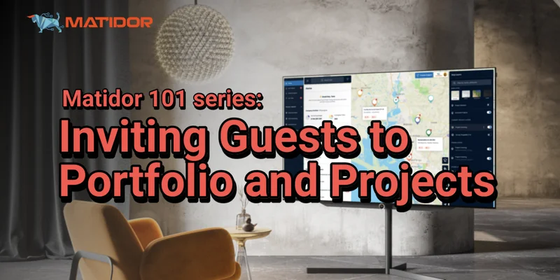 Matidor 101 tutorial thumbnail showing how to invite guests to portfolios and projects to collaborate easily across teams