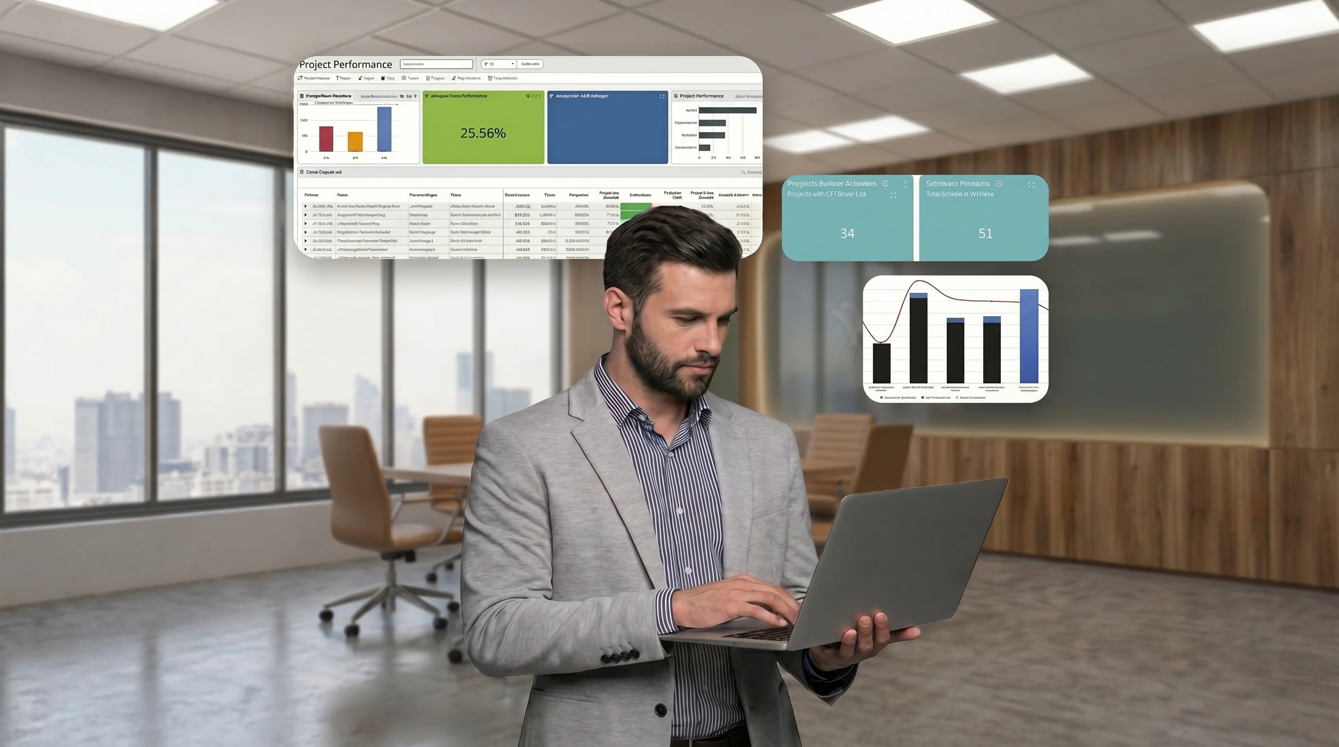 Environmental consulting project manager viewing field site budgets on a GIS map dashboard connected to Deltek Vantagepoint project accounting