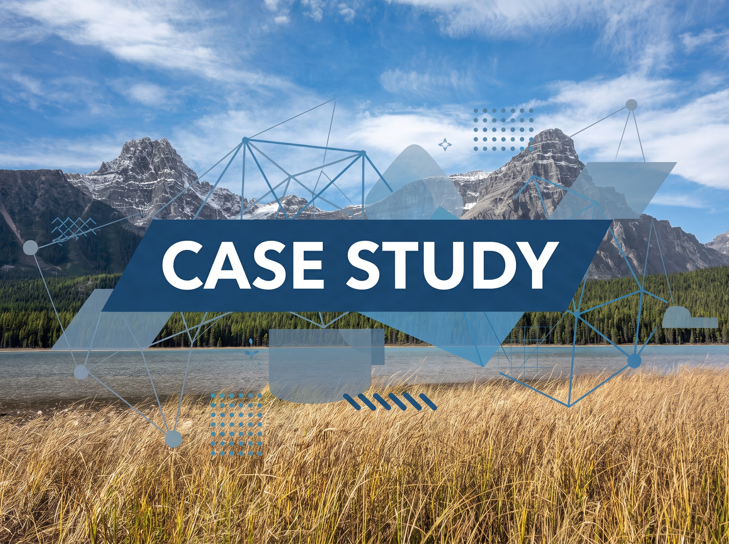 Matidor case study thumbnail for Bowron Environmental Group — Rocky Mountain landscape with GIS overlay representing environmental consulting field data management in western Canada.