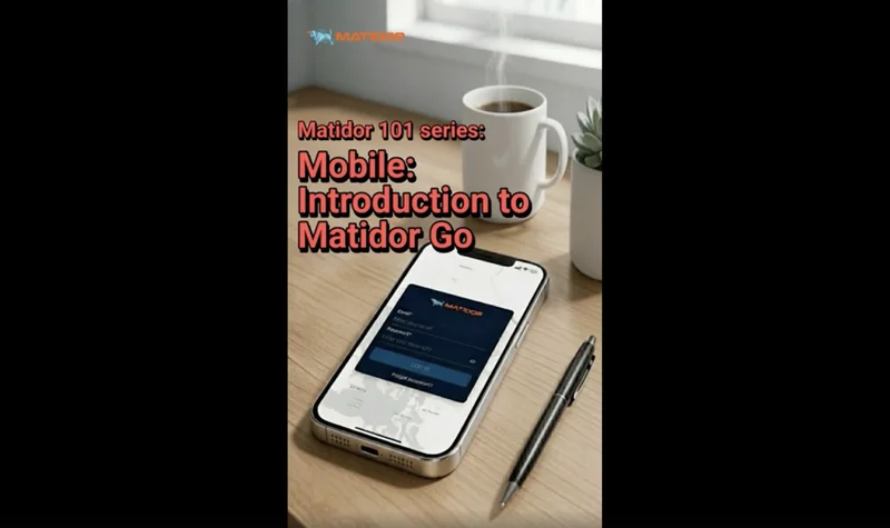 Matidor 101 series thumbnail showing the Matidor Go mobile app login screen on a smartphone