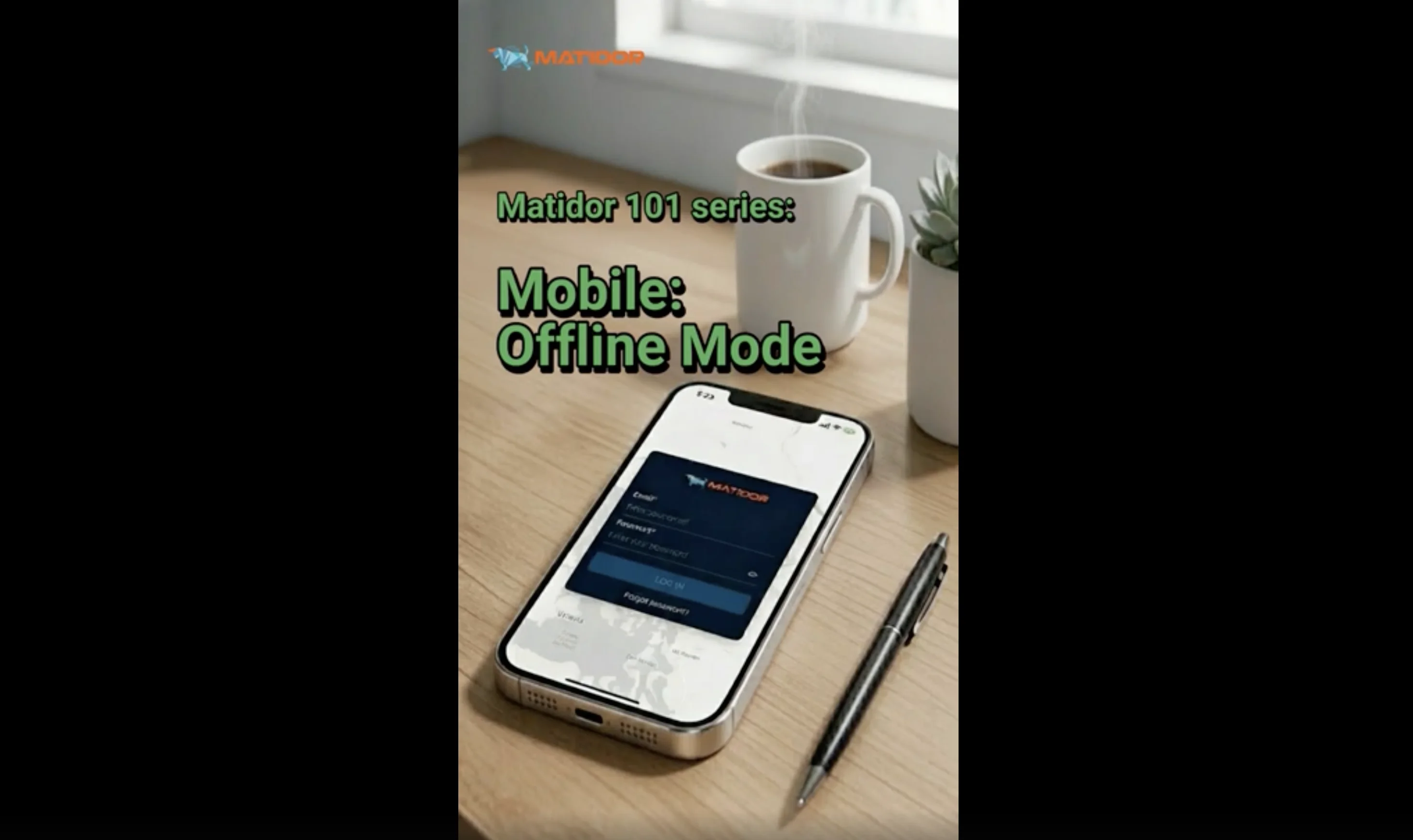 Matidor Go mobile app screen showing Offline Mode banner and pending sync status