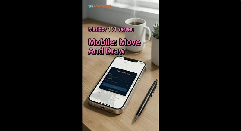 Mobile phone displaying Matidor Go Move and Draw feature tracking movement on a project map