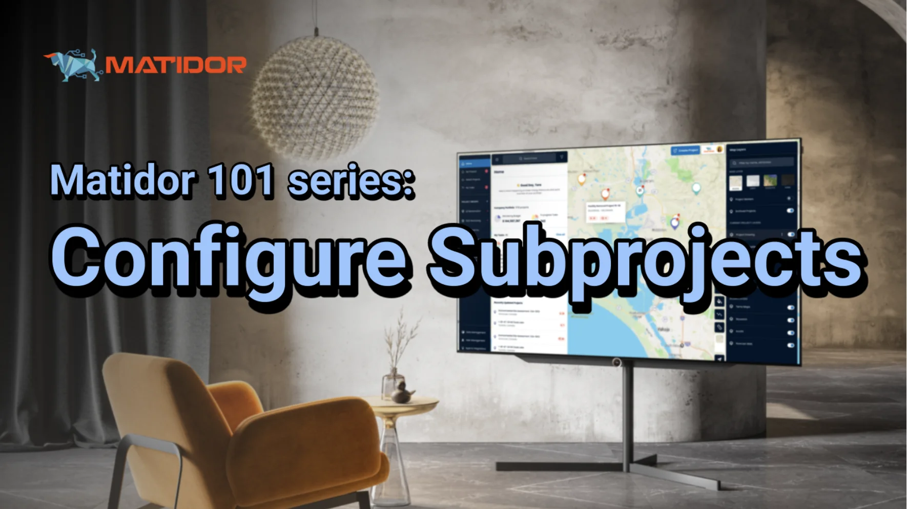 Matidor settings screen showing subproject template configuration and parent template selection