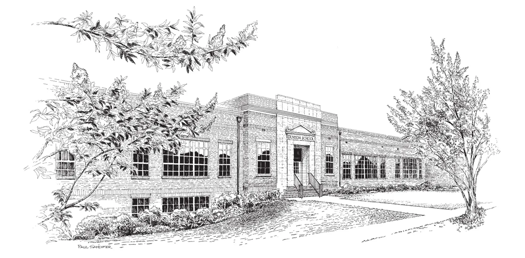Two-story gray house with white trim, a front porch, and a landscaped front yard on a sunny day.