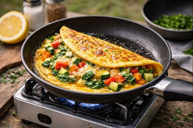 Omelet “alles-in-één” met groente & kaas