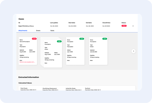 Compliance case review screen