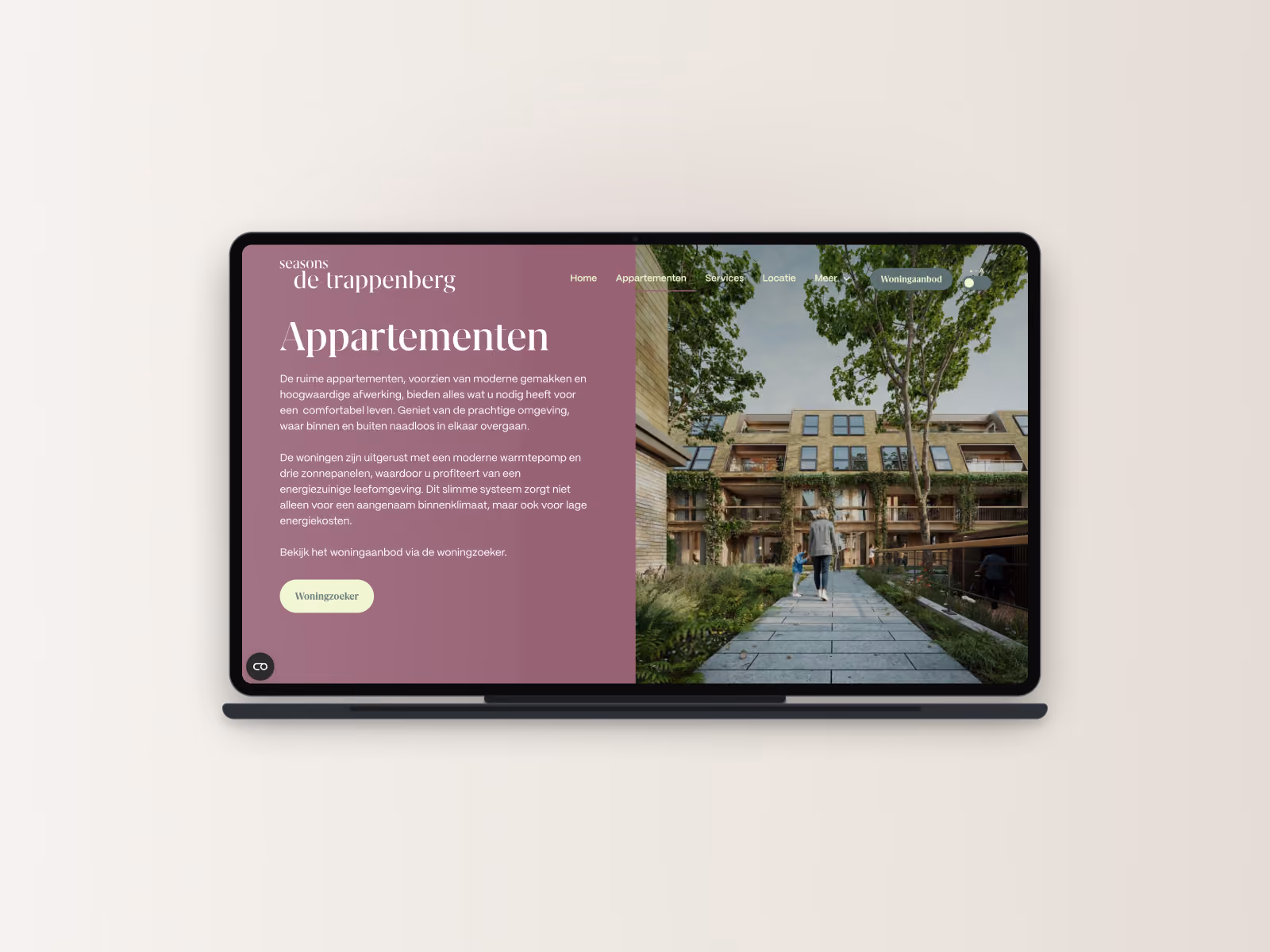 Seasons website op laptop