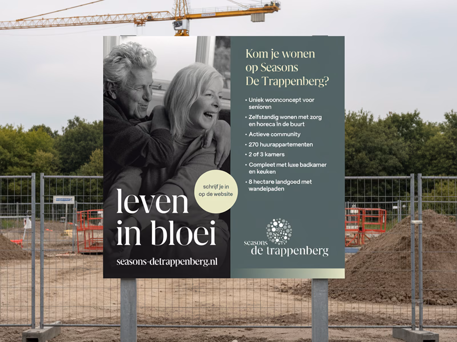 Seasons identiteit toegepast op een bouwbord