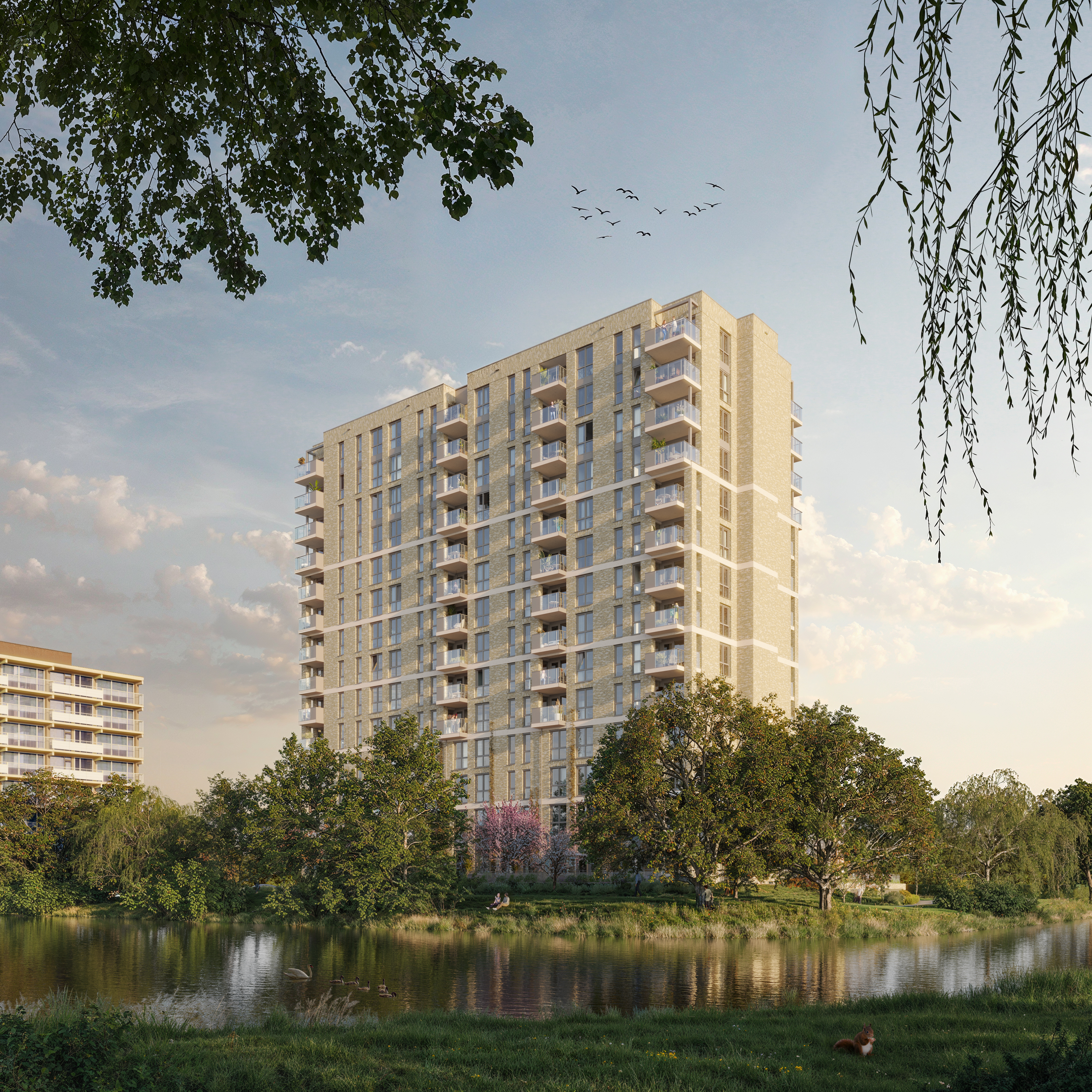 Illustratief beeld van het gebouw bij Seasons-locatie De Kaai