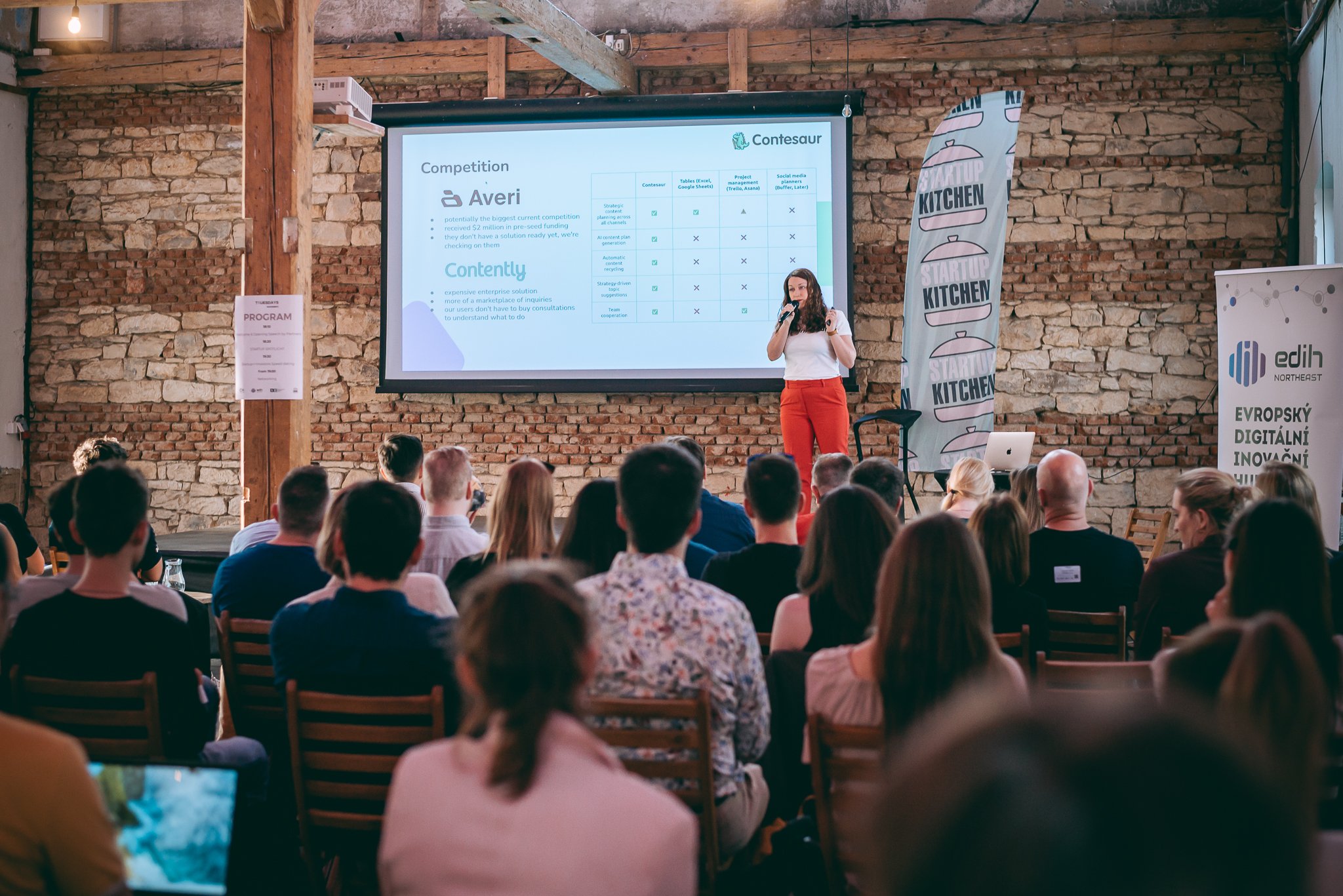 Vladana Bačová prezentuje před sálem lidí