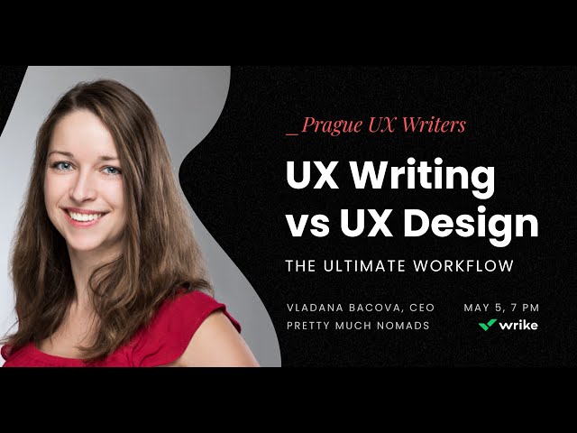 Vladana Bačová přednáší na akci PRAGUE UX WRITERS MEETUP na téma UX Writing vs UX Design: The Ultimate Workflow
