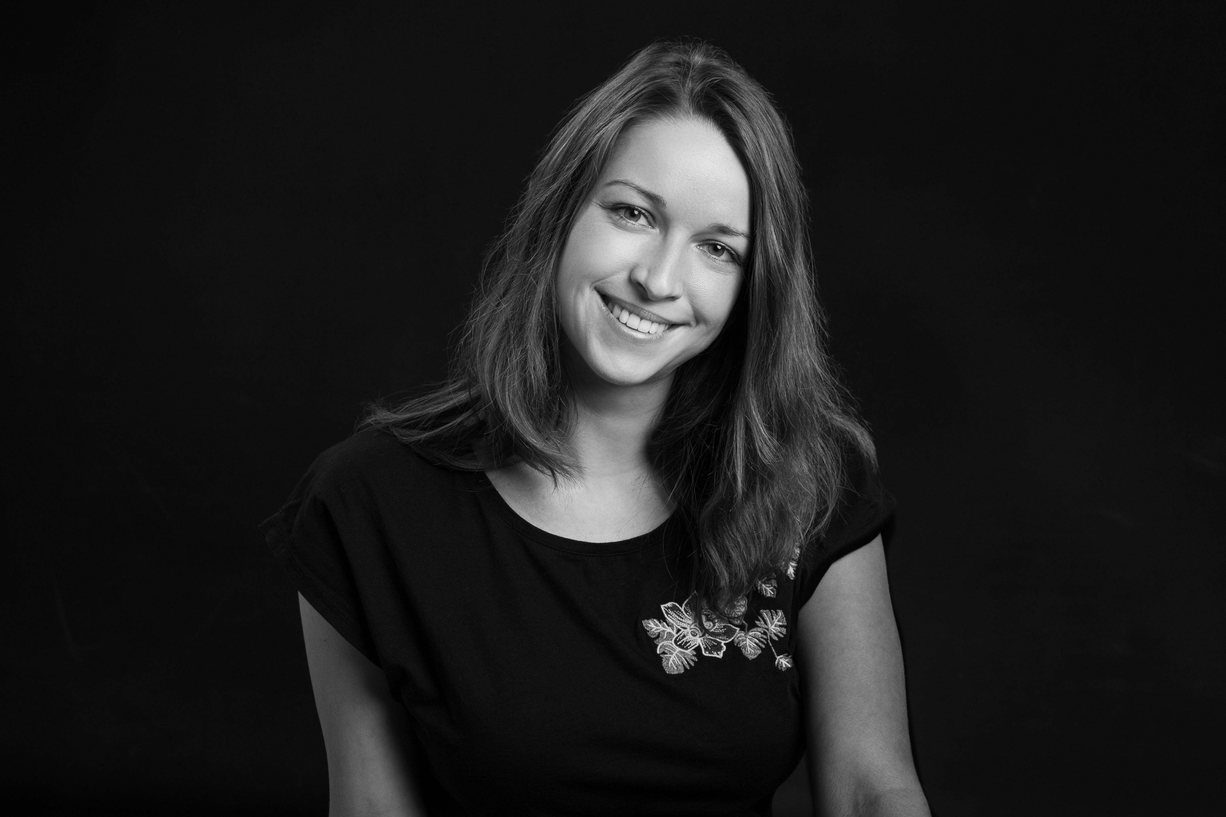 Vladana Bačová in black-and-white photo