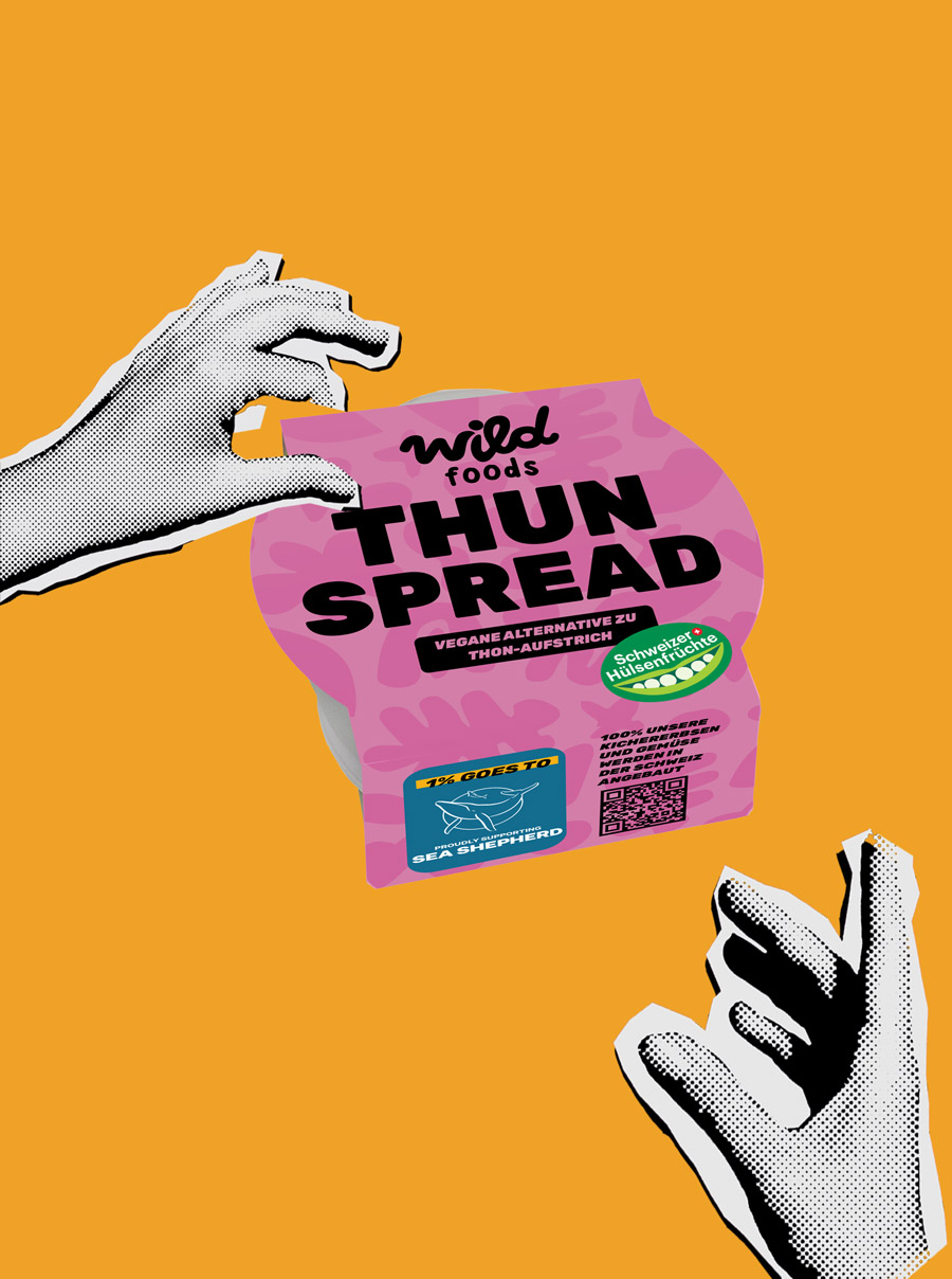 Ein Bild von der Verpackung vom veganen Thun Spread von Wild Foods.