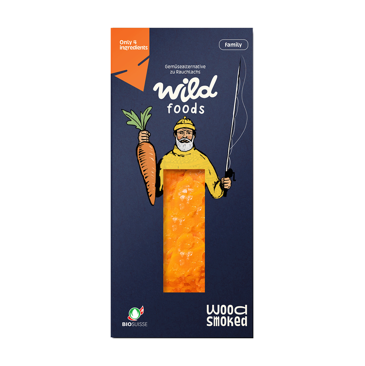 Erlebe den authentischen, rauchigen Geschmack unseres "Rüeblilachs". Diese zarten, geräucherten Bio-Knospen-Karotten sind die ideale Alternative zu herkömmlichem Räucherlachs. Egal, ob du sie in Bagels, Salaten, Wraps oder Pasta-Gerichten geniesst – hier wird niemand den Fisch vermissen. Tauche ein in ein pflanzliches Geschmackserlebnis, das den klassischen Räucherlachs, durch veganen Lachs, mühelos ersetzt und dich mit seinem einzigartigen Aroma begeistern wird.