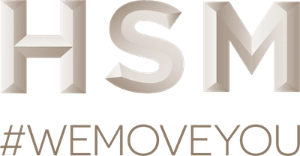 Logo with large 3D letters 'HSM' and hashtag text '#WEMOVEYOU' beneath.