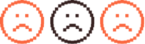 Three pixelated sad face icons representing poor user experience and lost conversions