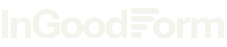 InGoodForm logo with white text on transparent background
