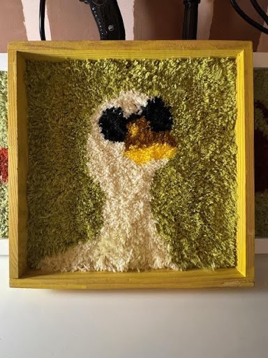 handgemaakte tuft art eend wanddecoratie