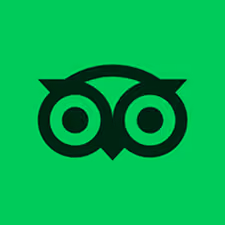 Tripadvisor logo featuring stylized owl eyes on a green background.