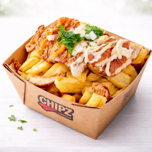 London style checken and chips meal in a box at CHIPZ London Cairo
