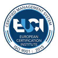 European Certification Institute ISO 9001:2015 certified management system seal.