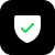 White shield outline with a green checkmark inside representing security confirmation.