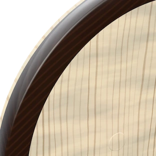 PINE + MAHOGANY, the rim in the material — framing A