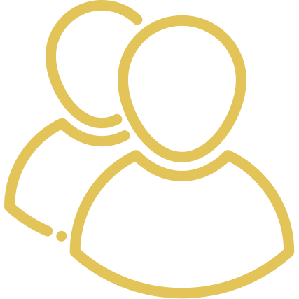 Icon of two abstract human figures representing a small group.