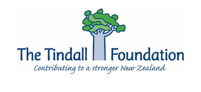 Logo of The Tindall Foundation with an abstract tree and tagline 'Contributing to a stronger New Zealand'.