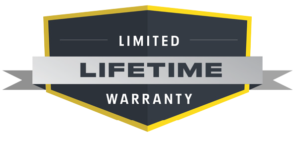 Official CNC Cabinetry Limited Lifetime Warranty badge for premium kitchen and bathroom cabinets provided by Gonzo Interiors.