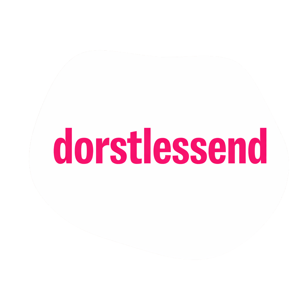Witte onregelmatige vorm met het woord 'dorstlessend' in felle roze letters in het midden.