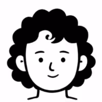 Cartoon of person with curly hair