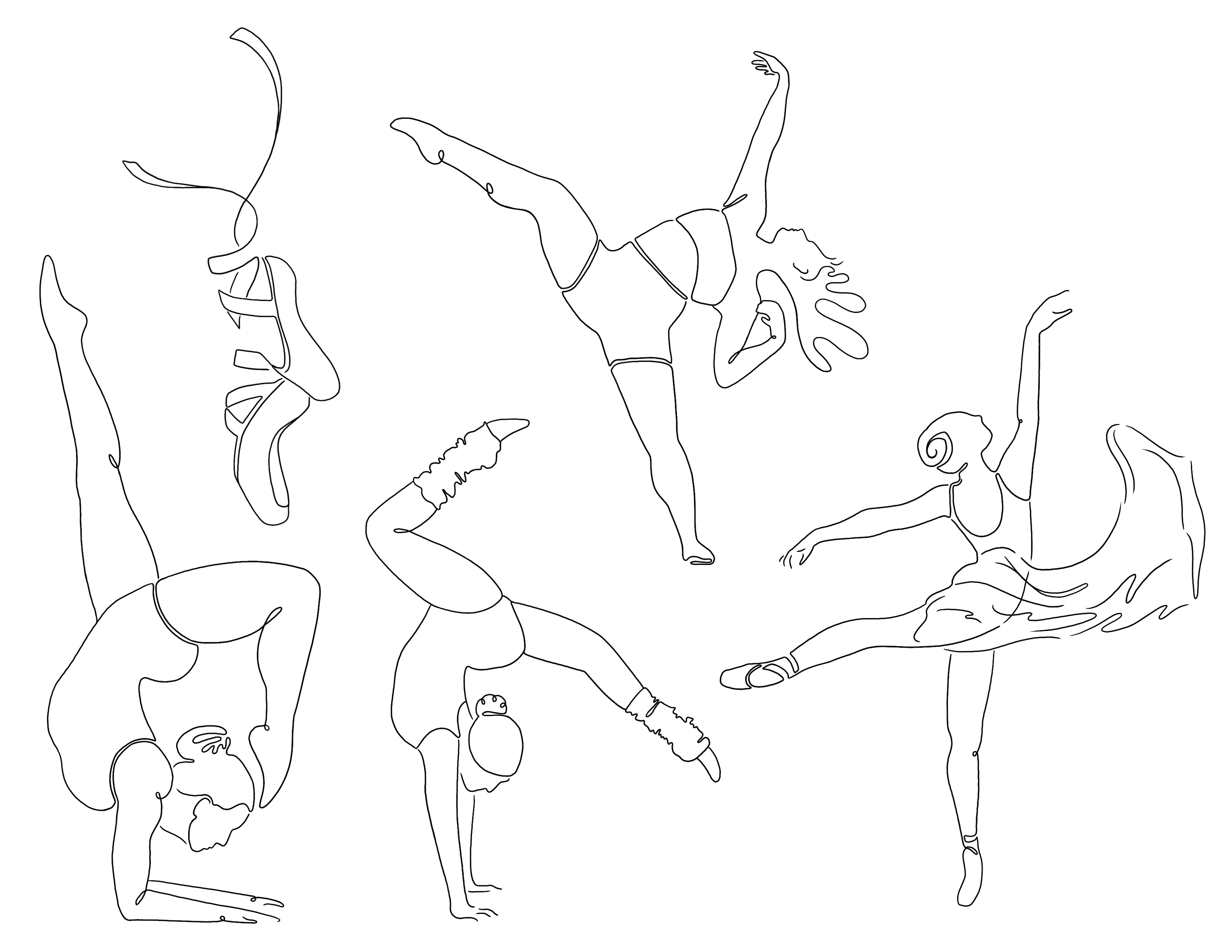 illustrated women dancing and stretching