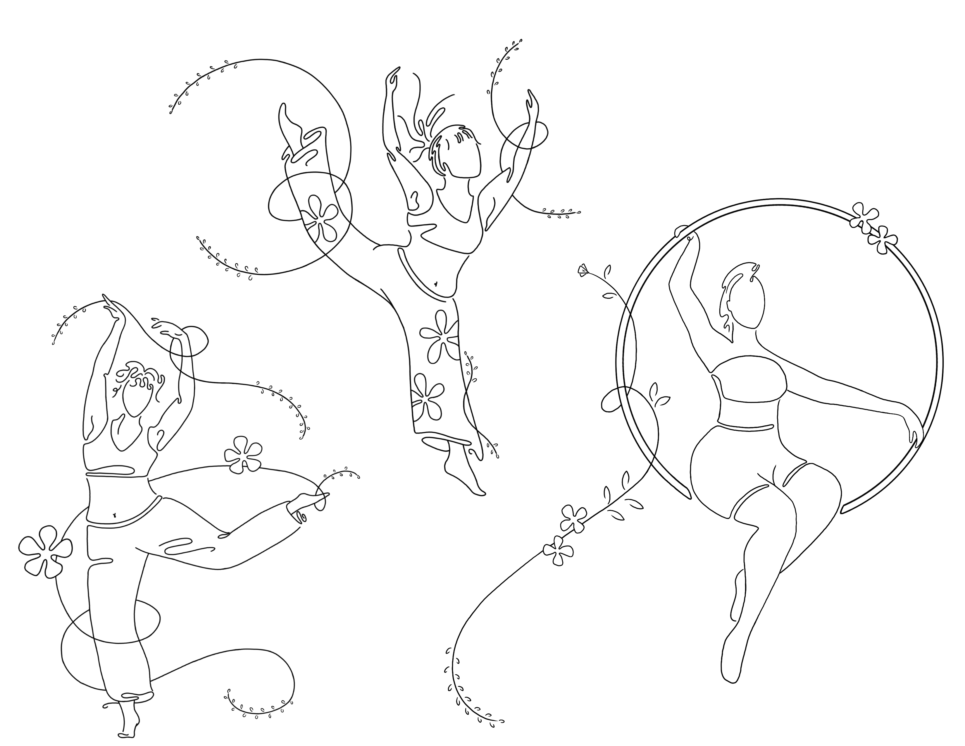 illustrated single-line style dancers