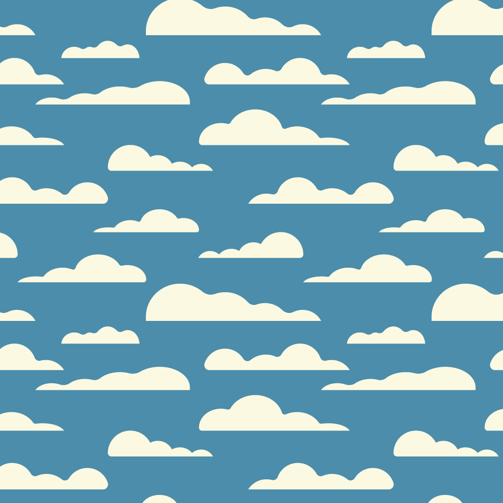 graphic clouds on a blue background repeat pattern