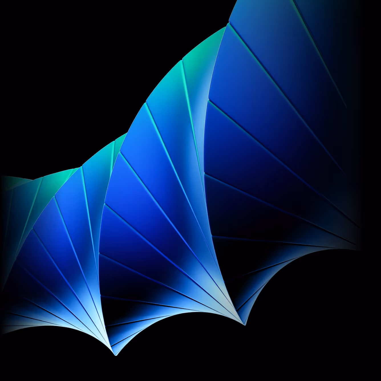 Abstract folded structure visualizing system integration and end-to-end product development