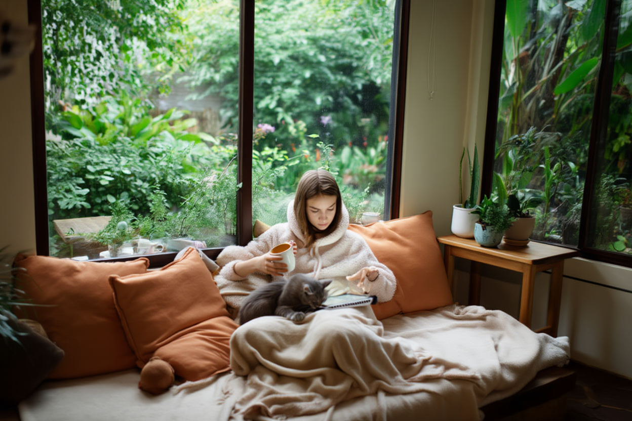 image of author with book collection