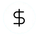 Black dollar sign icon inside a white circle.