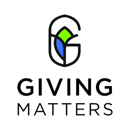 Giving Matters logo featuring a stylized letter G with green and blue shapes inside.