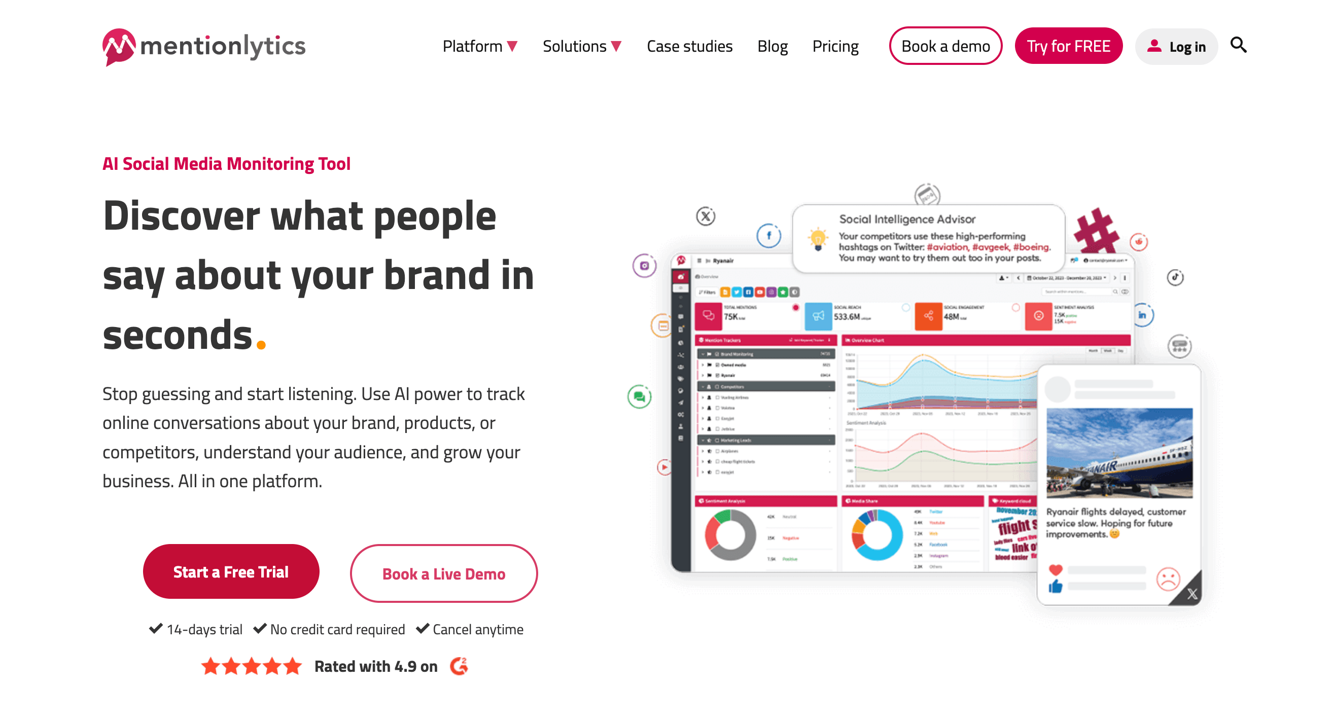 Mentionlytics home page