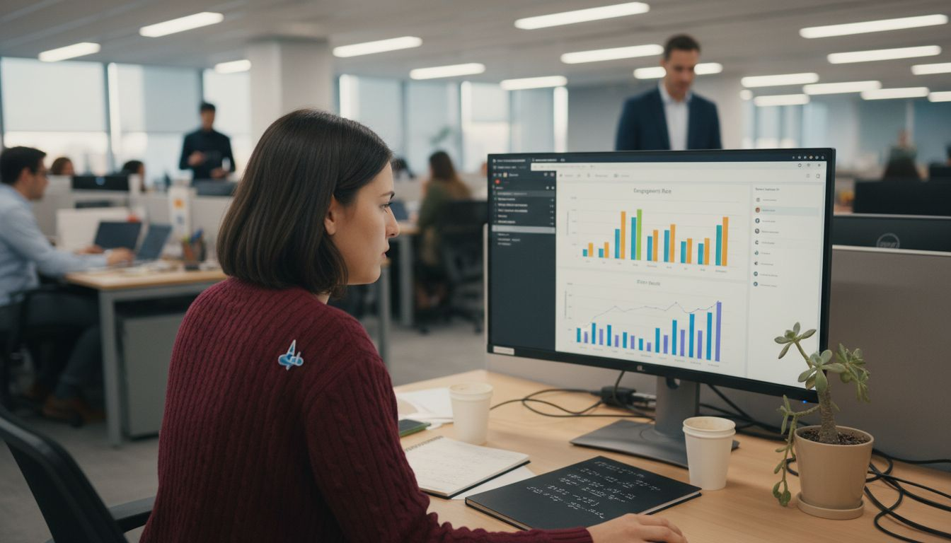 Professional viewing analytics dashboard in office