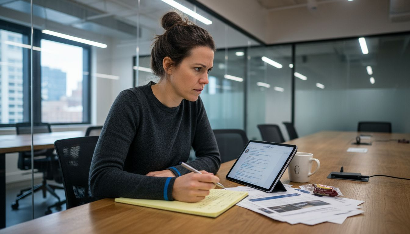 Employee practicing active listening at desk
